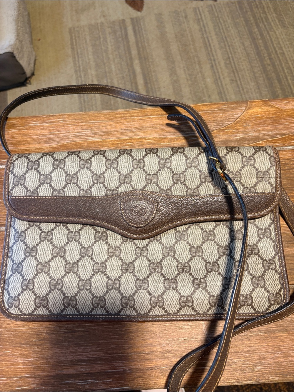 Gucci Brown Monogram Messenger Shoulder Bag